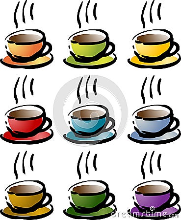 Colorful coffee beverage icon Cartoon Illustration