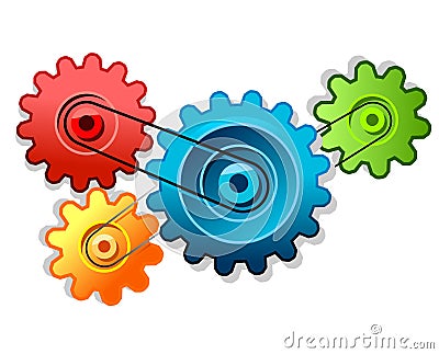 Colorful cogs forming gear Vector Illustration