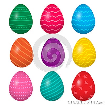 Colorful collection of Easter eggs. Vector illustration Cartoon Illustration