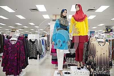 Colorful Collection of Muslimah Clothes at Shopping Mall Editorial Stock Photo