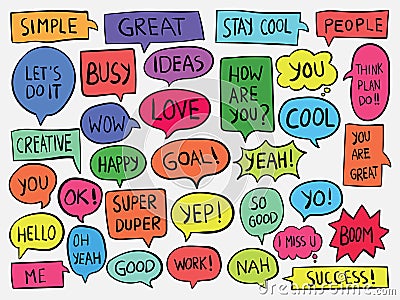 Colorful collection speech bubbles hand drawn Vector Illustration