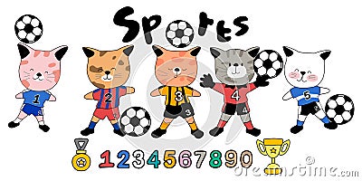 A colorful collection Sports Football & Cats 1 Stock Photo