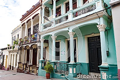 Colorful colonial architectur, Santiago de Cuba Stock Photo