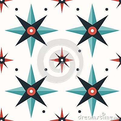 Colorful Colorado Star Pattern With Mid-century Illustration Style Cartoon Illustration