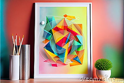 Colourful geometric design art in color colour pencil on paper sketch drawing idea Stock Photo