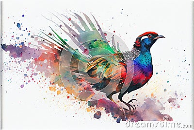 Colorful colourful pheasant bird Cartoon Illustration