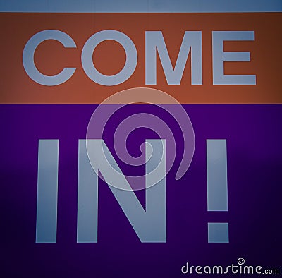 Colorful come in sign Stock Photo