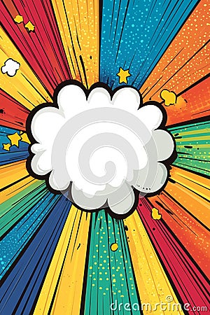 Colorful comic book style background with speech bubbles and dynamic rays Cartoon Illustration