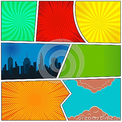 Colorful comic book template Vector Illustration