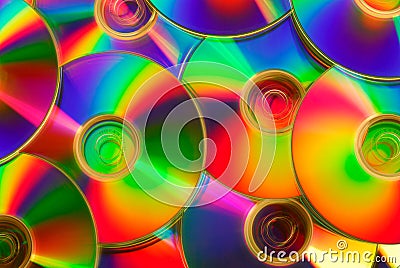 Colorful compact discs Stock Photo