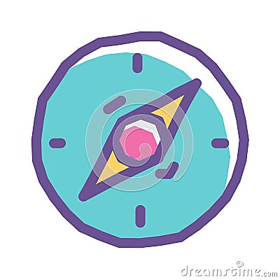 Colorful Compass Doodle Icon Vector Illustration