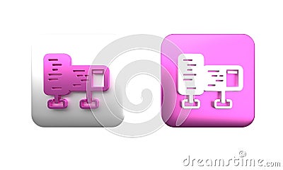 Colorful Computer monitor screen icon isolated on white background. Electronic device. Front view. Square button. 3D Cartoon Illustration