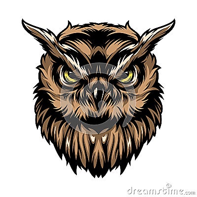 Colorful concentrated wise owl template Vector Illustration