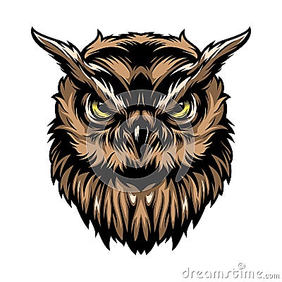 Colorful concentrated wise owl template Cartoon Illustration