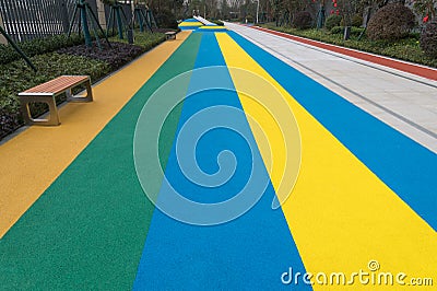 Colorful concrete runway, walkway and jogging way Stock Photo