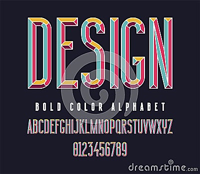 Colorful condensed bold font Vector Illustration