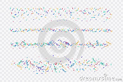 Colorful confetti. Festive of falling shiny confetti isolated on transparent background. Holidays design. Colorful Vector Illustration