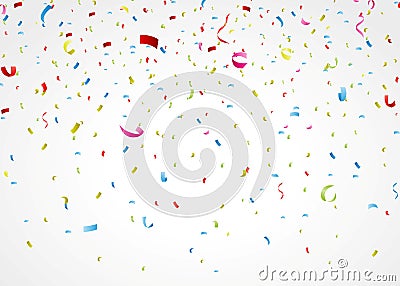 Colorful confetti on white background Vector Illustration