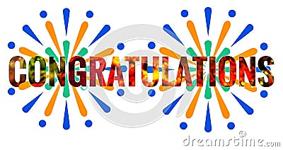 colorful CONGRATULATIONS written on a protected white background Stock Photo