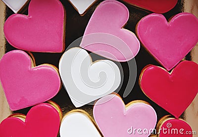 Colorful Cookie Hearts Shape Decorative Love Smitten Valentine Stock Photo