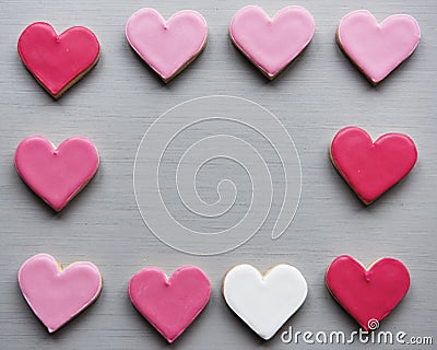 Colorful Cookie Hearts Shape Decorative Love Smitten Valentine D Stock Photo