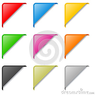 Colorful Corner Labels Set Vector Illustration