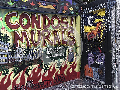 Colorful corner Mural of San Francisco Editorial Stock Photo