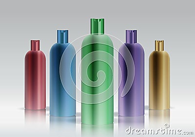 Colorful cosmetic bottle set Vector Illustration