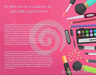 Colorful cosmetics concept with text. Vector illustration. Vector Illustration