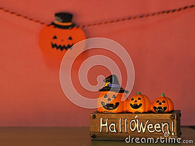 Halloween pumpkins on board. Stock Photo