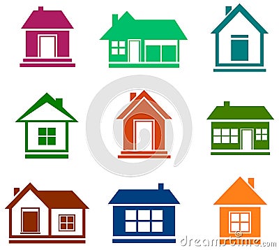 Colorful cottage set Vector Illustration