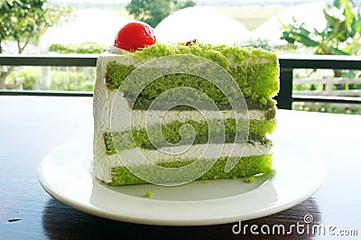 Colorful cream green tea cake Stock Photo