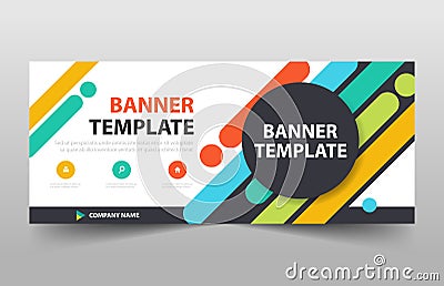 Colorful creative business banner template, header cover for website design template. horizontal banner template Vector Illustration