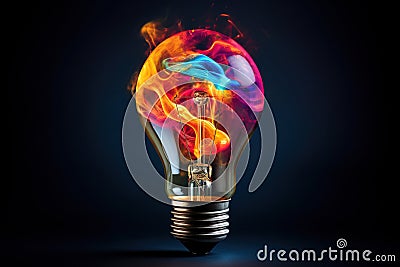 Colorful creative idea splash from lightbulb Created with Generative AI Technology Stock Photo