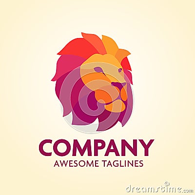 Colorful Creative Lion Head Logo Design Vector Illustration