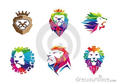 Colorful Creative Lion Head Logo Vector Symbol Design Vector Illustration