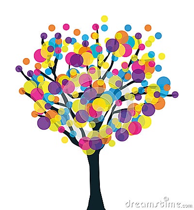 Colorful creative prolific tree. Vector Illustration