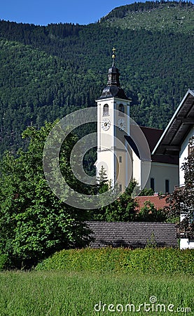 Parish Church Grünau im Almtal in Austria Stock Photo