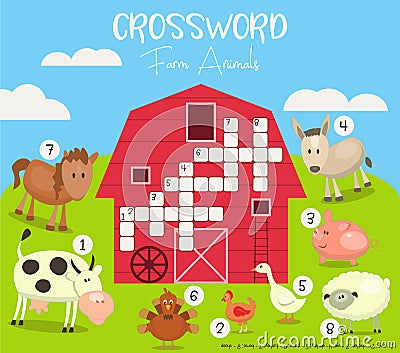 Colorful Crossword in English Vector Illustration