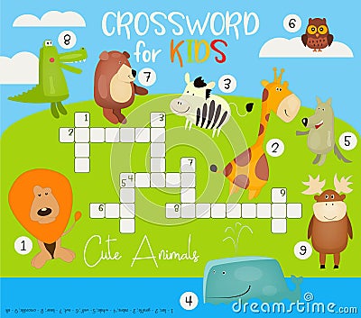 Colorful Crossword in English Vector Illustration