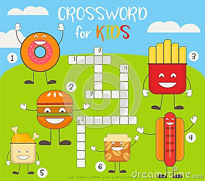 Colorful Crossword in English Vector Illustration