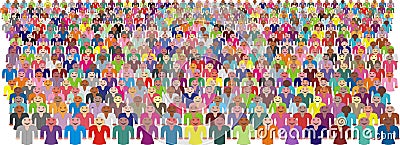 Colorful Crowd of People Vector Vector Illustration