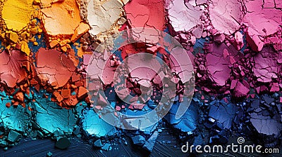 Colorful crushed eyeshadows as background, makeup and beauty products Stock Photo
