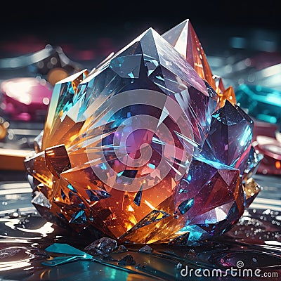 Colorful crystal. Large colorful crystal. Giant colorful crystal. Stock Photo