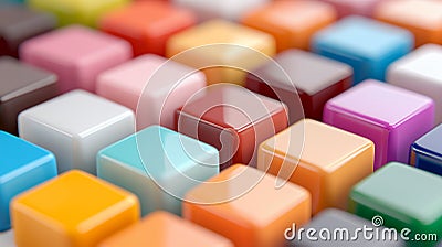 Colorful Cube Array Glossy Surface Forming an Abstract Geometric Pattern Stock Photo