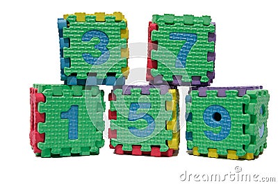 Colorful cube puzzle of odd numbers Stock Photo