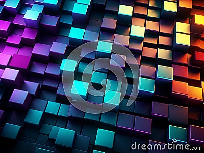 colorful cube surface texture 3d render Stock Photo