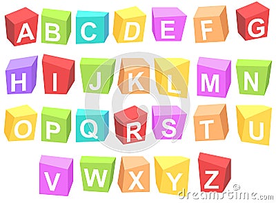 Colorful cubes alphabets Vector Illustration