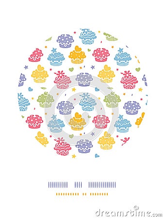 Colorful cupcake party circle decor pattern Vector Illustration