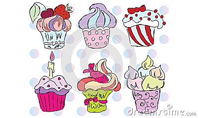 Colorful cupcakes Vector Illustration